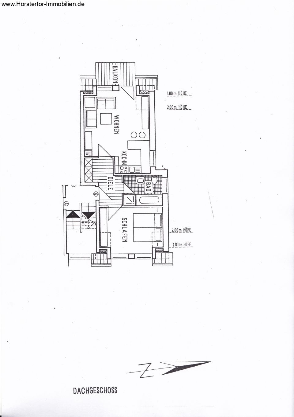 Stadtteil Albachten, gemütliche Zwei-Zimmer-Dachgeschoß-Wohnung